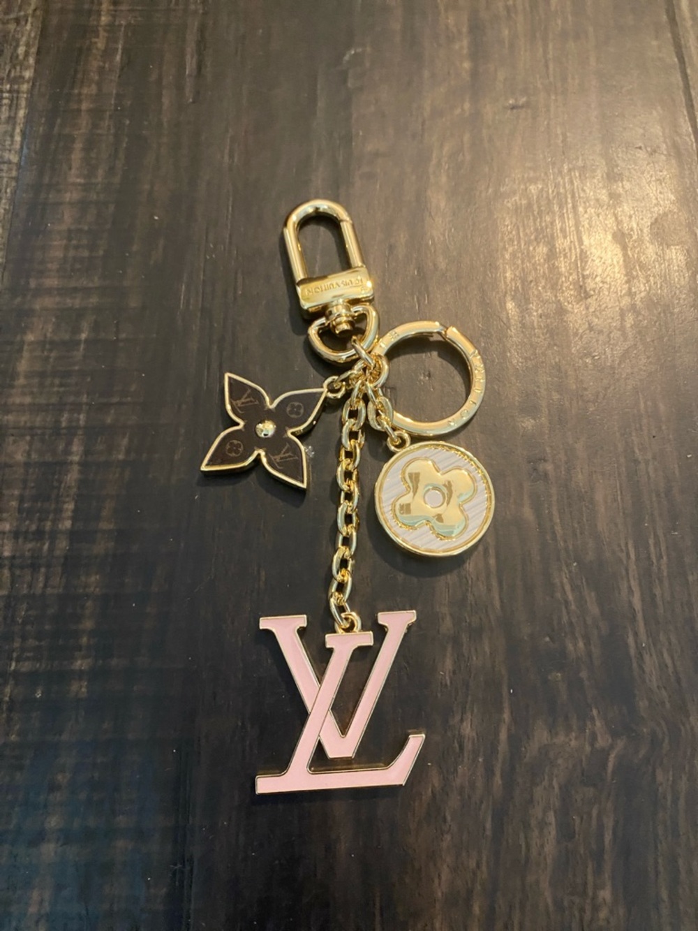 Louis Vuitton Pink & Gold Monogram LV Bag Charm